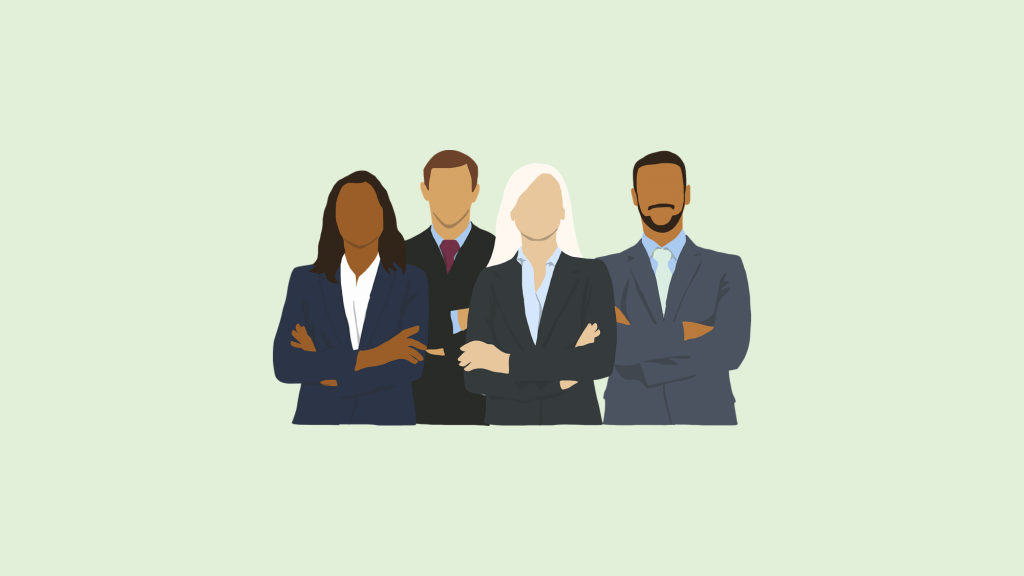 Diverse group of business people with arms folded