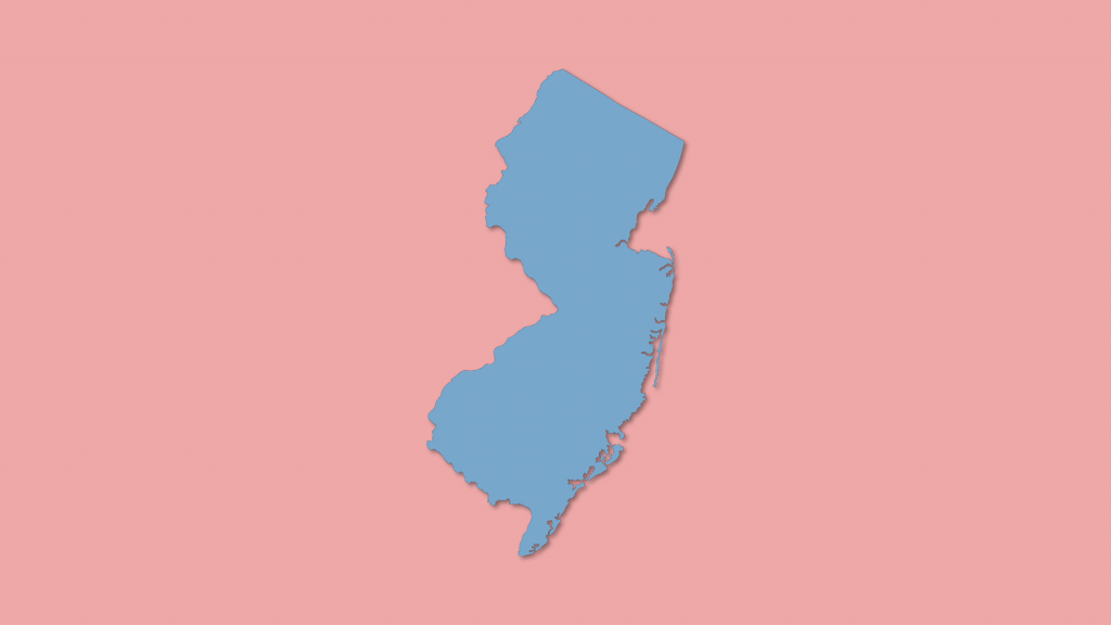 Outline of NJ on pink background